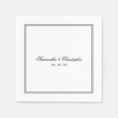 Serviette En Papier Simple Élégance Écriture Mariage Noir & Blanc (Devant)