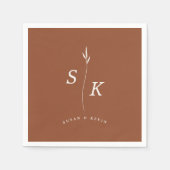 Serviette En Papier Simple Elegance Feuille Monogram Mariage chic (Devant)