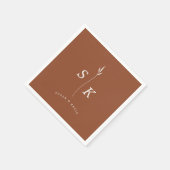 Serviette En Papier Simple Elegance Feuille Monogram Mariage chic (Coin)