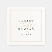 Serviette En Papier Simple Elegance Romantique Mariage de script (Devant)