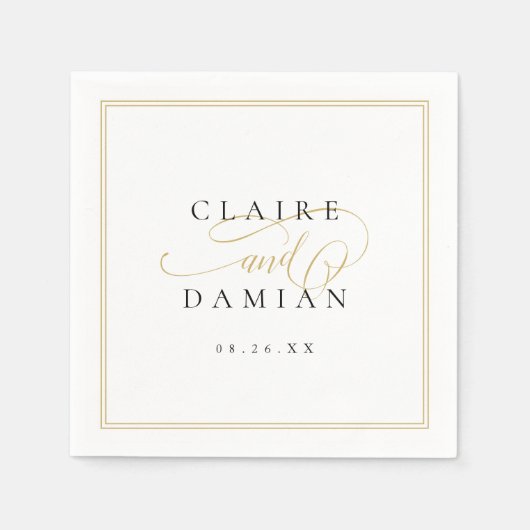 Serviette En Papier Simple Elegance Romantique Mariage de script (Devant)