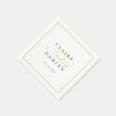 Serviette En Papier Simple Elegance Romantique Mariage de script (Coin)