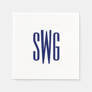 Serviette En Papier Simple Élégant 3 Lettre Initiale Monogramme #8BSt3