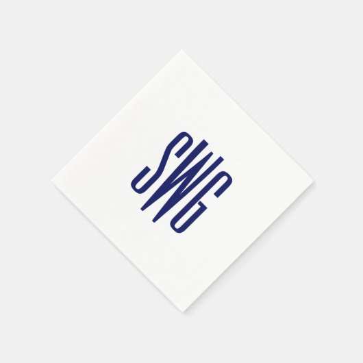 Serviette En Papier Simple Élégant 3 Lettre initiale Monogramme #8BSt3 (Coin)