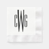 Serviette En Papier Simple Élégant 3 Monogramme de lettre initiale #4 (Devant)