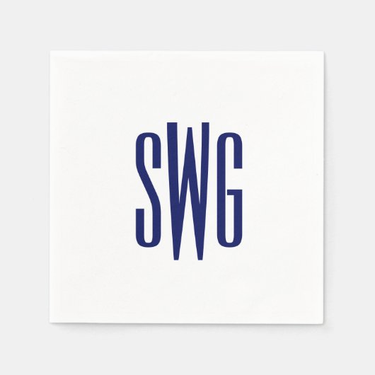 Serviette En Papier Simple Élégant 3 Monogramme Lettre Initiale #8BSt3 (Devant)