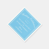 Serviette En Papier Simple Elegant Aqua Blue & White Script Wedding (Coin)