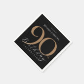 Serviette En Papier Simple élégant Black Gold 90e anniversaire (Coin)