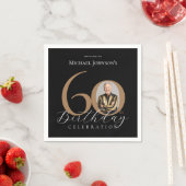 Serviette En Papier Simple Elegant Black Gold Photo 60e anniversaire (En situation)