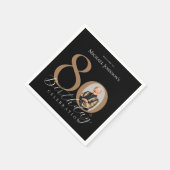 Serviette En Papier Simple Elegant Black Gold Photo 80e anniversaire (Coin)
