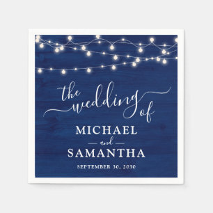 Serviette En Papier Simple Elegant Bleu Mariage rustique