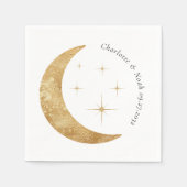 Serviette En Papier Simple Elégant Celestial Gold Moon Stars Mariage (Devant)