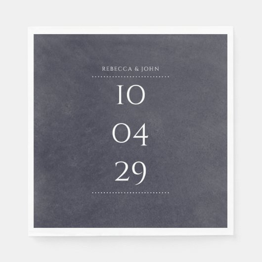 Serviette En Papier Simple Elegant Chalkboard - Mariage de date spécia (Devant)