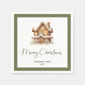 Serviette En Papier Simple Elegant Christmas House Custom Name Napkins (Devant)