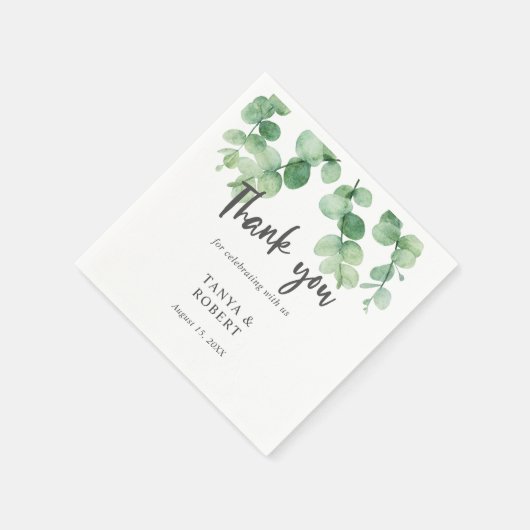 Serviette En Papier Simple Elegant eucalyptus mariage sauge vert chic (Coin)