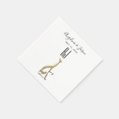 Serviette En Papier Simple Elegant Gold Chien noir et blanc Mariage (Coin)