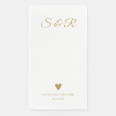 Serviette En Papier Simple Elegant Gold Heart Monogrammed Wedding (Devant)