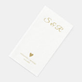 Serviette En Papier Simple Elegant Gold Heart Monogrammed Wedding (Coin)
