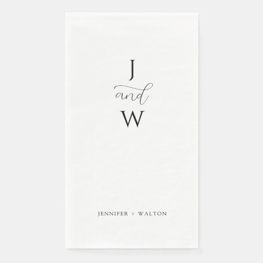 Serviette En Papier Simple Élégant mariage blanc (Devant)