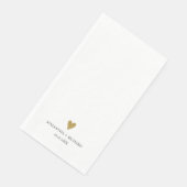 Serviette En Papier Simple Élégant Mariage Cœur Noir Et Or (Coin)