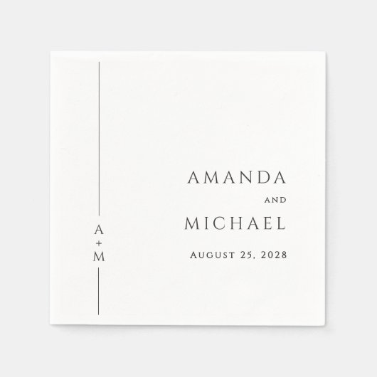 Serviette En Papier Simple élégant Mariage de monogramme classique (Devant)
