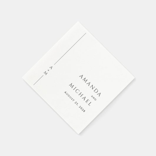 Serviette En Papier Simple élégant Mariage de monogramme classique (Coin)