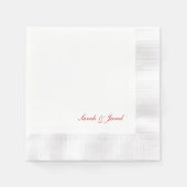 Serviette En Papier Simple élégant Mariage de script rouge Cocktail en (Devant)