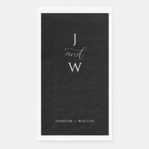 Serviette En Papier Simple Elegant mariage noir et blanc