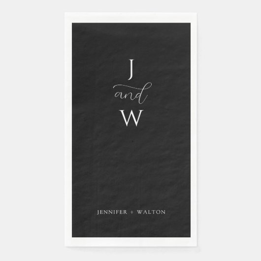 Serviette En Papier Simple Elegant mariage noir et blanc (Devant)