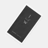 Serviette En Papier Simple Elegant mariage noir et blanc (Coin)