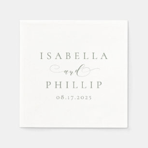 Serviette En Papier Simple élégant mariage vert sage personnalisé