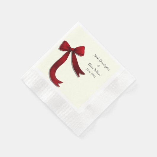 Serviette En Papier Simple Elegant Minimalist Red Bow (Coin)