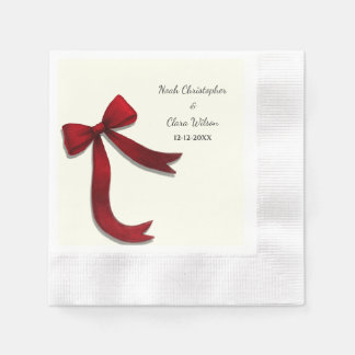 Serviette En Papier Simple Elegant Minimalist Red Bow