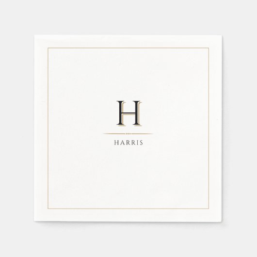 Serviette En Papier Simple Elegant Moderne Classique Luxe Famille Mono (Devant)