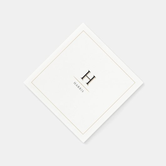 Serviette En Papier Simple Elegant Moderne Classique Luxe Famille Mono (Coin)