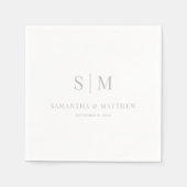 Serviette En Papier Simple Élégant Monogramme Couple Initiales Mariage (Devant)