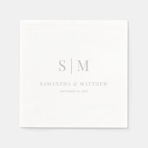 Serviette En Papier Simple Élégant Monogramme Couple Initiales Mariage