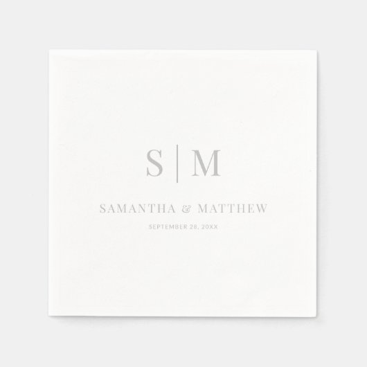 Serviette En Papier Simple Élégant Monogramme Couple Initiales Mariage (Devant)