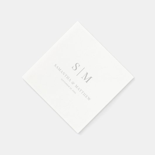 Serviette En Papier Simple Élégant Monogramme Couple Initiales Mariage (Coin)