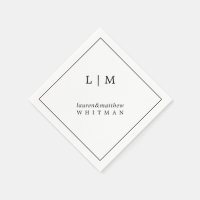 Simple Élégant Monogramme de Mariage en Noir et Bl