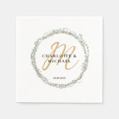 Serviette En Papier Simple, élégant, monogramme mariage eucalyptus (Devant)