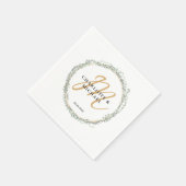 Serviette En Papier Simple, élégant, monogramme mariage eucalyptus (Coin)