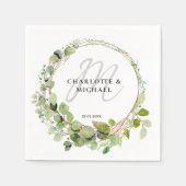 Serviette En Papier Simple, élégant, monogramme mariage eucalyptus (Devant)