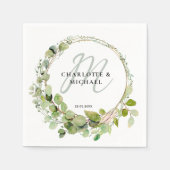 Serviette En Papier Simple, élégant, monogramme mariage eucalyptus (Devant)