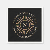 Serviette En Papier Simple élégant Monogramme moderne Noir Or (Devant)