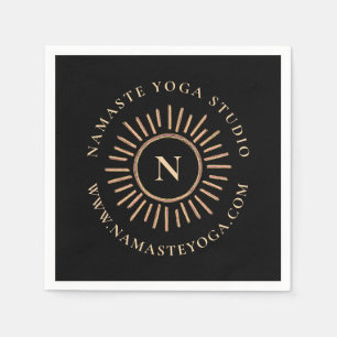 Serviette En Papier Simple élégant Monogramme moderne Noir Or