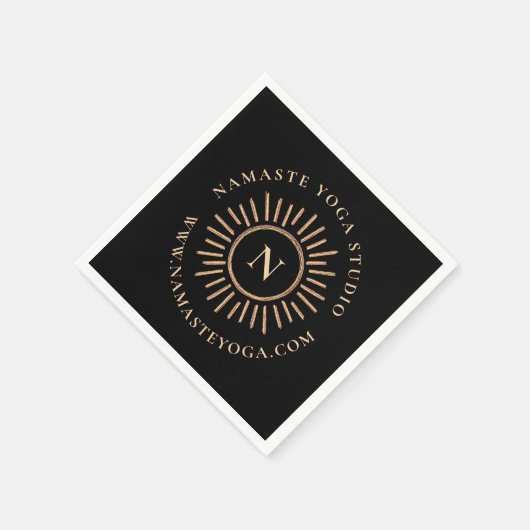 Serviette En Papier Simple élégant Monogramme moderne Noir Or (Coin)