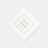 Serviette En Papier Simple Elegant Neutre Beige et Mariage blanc (Coin)