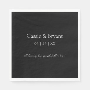 Serviette En Papier Simple Elegant noir et blanc Mariage gothique