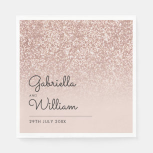 Serviette En Papier Simple Élégant Rose Gold Pailleté